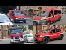 APS + AF/ARIA + AF/LAB. NBCR + AV/FNZ vigili del fuoco in sirena per incendio