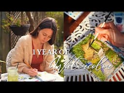 How I Learned to Paint With Watercolor: 1 Year Progress | Self Taught Artist Journey