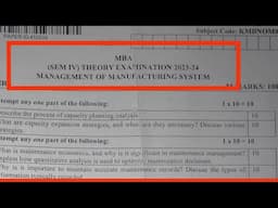 Last year's Question Paper Management of Manufacturing || Most Important Questions 2025