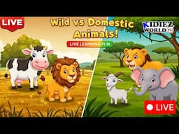 Domestic and Wild Animals Learning Adventure | Cow, Lion, Goat, Elephant Live