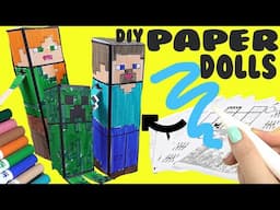 Minecraft Movie DIY 3D Paper Dolls with Steve, Alex, Creeper! Crafts for Kids