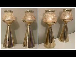 DIY Glam Crushed Glass Candle Holders | $4.25 DIY Dollar Tree Candle Glam Decor