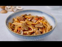 Quick Chicken & Mushroom Pasta In Tomato Sauce