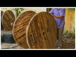 Effective Wood Recycling Ideas // DIY Table And Chairs From Wooden Cable Rolls Found On The Roadside