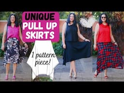 1 pattern piece! 3 STUNNING ASYMMETRIC KNIT SKIRTS. Turning point (Pattern Emporium)