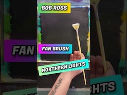 Bob Ross Northern Lights Fan brush 💚 super beautiful #bobross #shorts