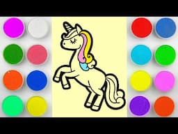 Sand Painting, Drawing, Coloring & a Children’s Song About a Unicorn | Child Art with Nursery Rhymes