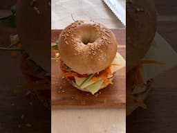 Chicken sandwich with homemade bagel🥯 #sandwichrecipe