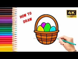 How to Draw an Easter Egg Basket 🧺🐣 || Easy Step-by-Step Drawing Tutorial #easterdrawing