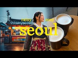 Cozy rainy Seoul vlog ☕💙 yummy food, cafes, shopping - south korea travel vlog