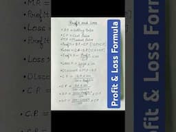 Profit & Loss Formula #profitandloss #profit_and_loss #mintossmood #mathformula