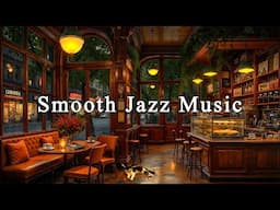 Light Rain on the Window with Smooth Jazz Music at Cozy Coffee Shop Ambience for Relax, Sleep, Focus