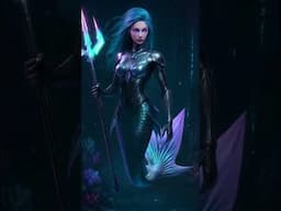 Futuristic Mermaid Warrior ⚔️ Chrome scales, deep-sea mystique—she’s not just a pretty tail.
