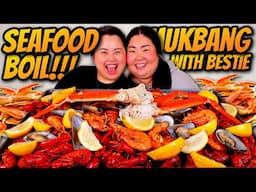 Giant King Crab Seafood Boil + Giant Shrimp + Crawfish + Snow Crab + Mussels Mukbang 먹방 Eating Show!