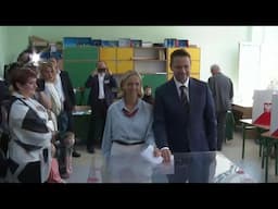 Warsaw’s mayor and liberal presidential candidate Rafal Trzaskowski votes | AFP