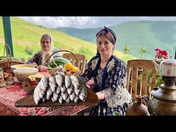 Cooking Fresh Fish & Broad Beans Over Fire | Authentic Village Food Experience