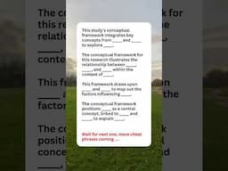 Conceptual  frameworks cheat phrases for PhD thesis writing