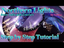 Northern Lights Resin Art | FREE Tutorial | Make a Resin Table & Coasters That Glow