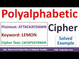 Polyalphabetic Cipher Solved Example Encryption Decryption in Cryptography by Vidya Mahesh Huddar