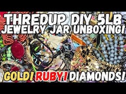 GOLD! RUBY! DIAMONDS! 925 SILVER! Thredup DIY 5lb Jewelry Jar Unboxing #jewelryunboxing #jewelryjar
