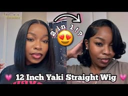 2 STYLES 1 WIG?! Must-Have Glueless 12inch Yaki Straight Wig Install Ft. Nadula Hair