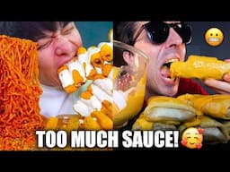 when mukbangers are DROWNING their food in sauce 😱 (compilation)