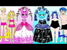 Pinki Bride VS Blue Sky Bride Dress Up - Barbie Wedding Dress Handmade - DIY Arts & Paper Crafts