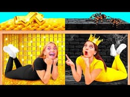 बिस्तर के नीचे गुप्त कमरे | अमीर vs गरीब मजेदार चुनौतियां BaRaDa Challenge