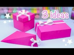 3 Easy paper gift box ideas / Paper art and craft / Crafts with paper / Cute gift ideas