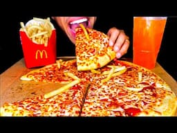 ASMR | LITTLE CAESARS CHEESE PIZZA | MCDONALD'S FRENCH FRIES HI-C ORANGE DRINK | MUKBANG NO TALKING