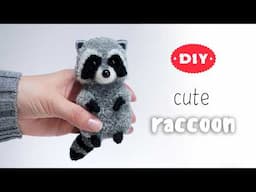 🦝 Diy Cute Raccoon Yarn Pom Pom 🧶 How to make Raccoon out of Yarn 🦝