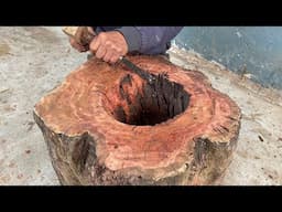 I Made It Out Of Wood, Which To Many Is Trash: Turn A Hollow Tree Stump Into A Tea Table With A Fire