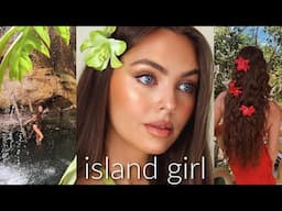 ISLAND GIRL makeup tutorial🌺🥥🌴 spring break GRWM + vacation outfits!