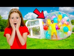 Nastya and fun kid's stories at the balloon park