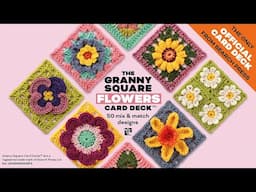 Granny Square Flowers Card Deck | 50 crochet designs to mix and match!