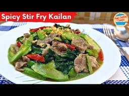Spicy Stir Fry Kailan with Pork Shoulder