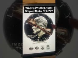 $9,000+: RARE Stapled Eisenhower Dollar Coin? Obverse Struck Thru And Retained Staple Error
