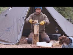 Hot Tent Camping With My Dog . Japanese Beef Curry . Relaxing Wood Stove ASMR