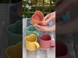 Making heart shaped mugs #pottery #slabpottery #handmademug