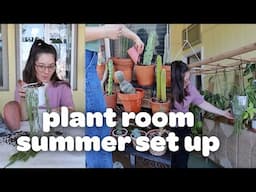 PLANT CHORES 🌵💦🧹 | moving cacti outside, plant room cleanup, repotting, & watering the moss!