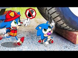 Stopp !! Car Crushing Sonic Fireman vs Sonic Baby