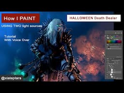 Halloween quick painting Death Dealer: using two light sources technique