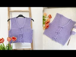 Crochet Front Tie Vest Top Tutorial