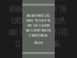 Job 28:28 ✝️ Bible Verse of the Day