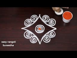 2 daily rangoli designs for home🌸color kolam designs with dots🌸how to make easy and beautiful mugglu