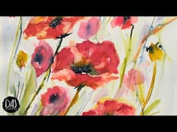How to Paint Loose Watercolor Poppies - No Words, Just Watch My Technique