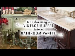 Transforming a BUFFET into a BATHROOM VANITY | DIY COTTAGE BATHROOM EP3