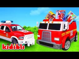 Fire Rescue Mission 🚒 with Toys, Trucks & Helicopters | Educational Toy Play for Kids | Kidibli