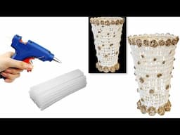 How to Make a Flower Vase from Hot Glue/Flower vase DIY