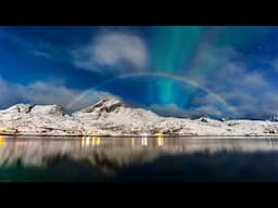Arctic Moonlight Rainbow with Northern Lights. 8K HDR.
